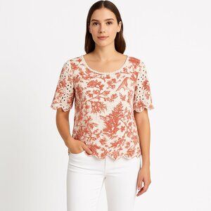 Anthropologie Porridge Arber Floral and Bird Eyelet Blouse - Size Small